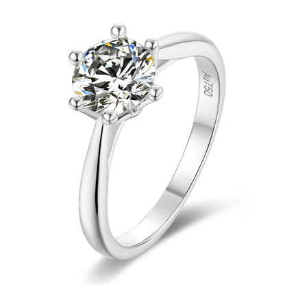 925 Sterling Silver  Classic Round Cut CZ Diamond Crown Solitaire Rings 1