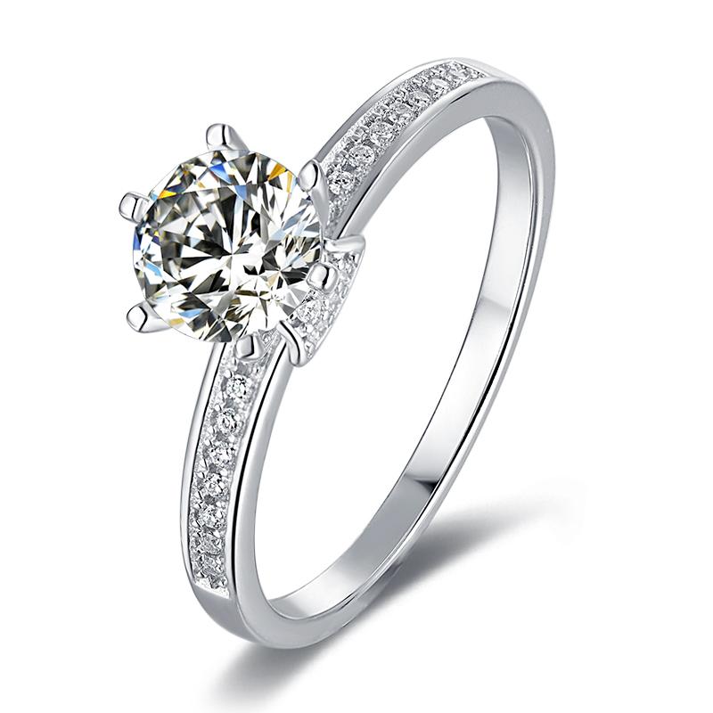 925 Sterling Silver Classic Round Cut CZ Solitaire Rings 1