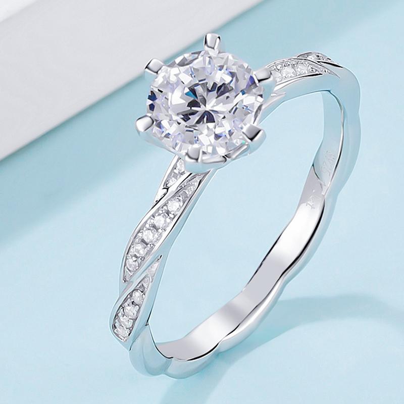 925 Sterling Silver Classic Round Cut CZ Happy Solitaire Rings 5