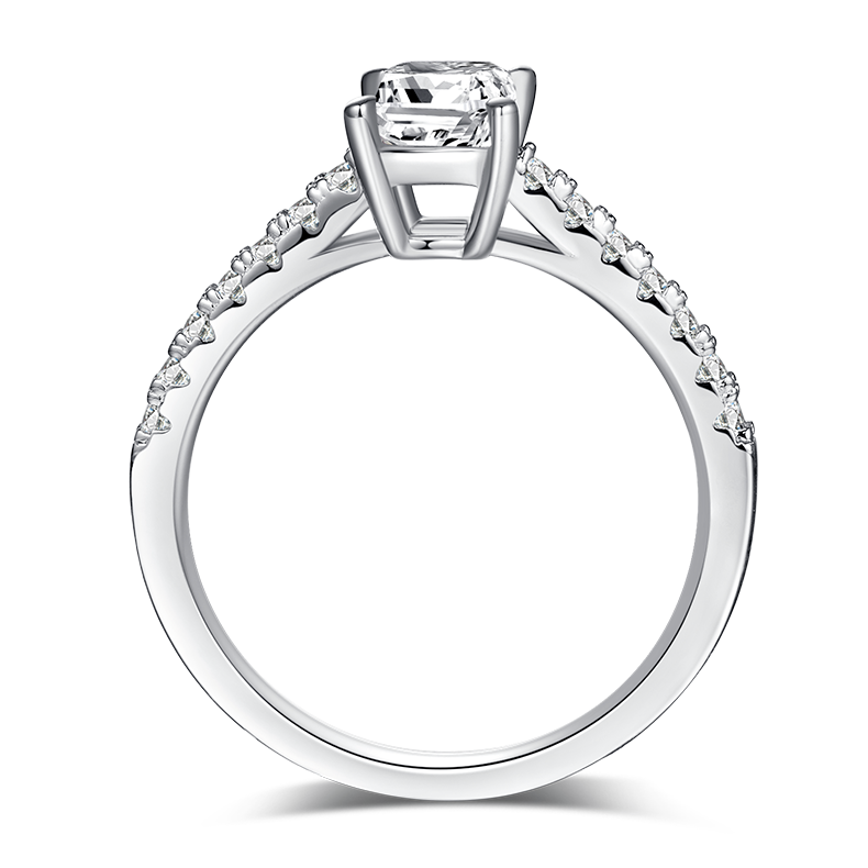 925 Sterling Silver Emerald Cut Pave Style Engagement Ring For  Her 2