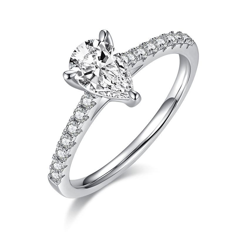 925 Sterling Silver Pear Cut Pave Style Engagement Ring 2