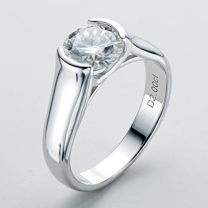 925 Sterling Silver Classic Round Cut CZ Solitaire Ring 6