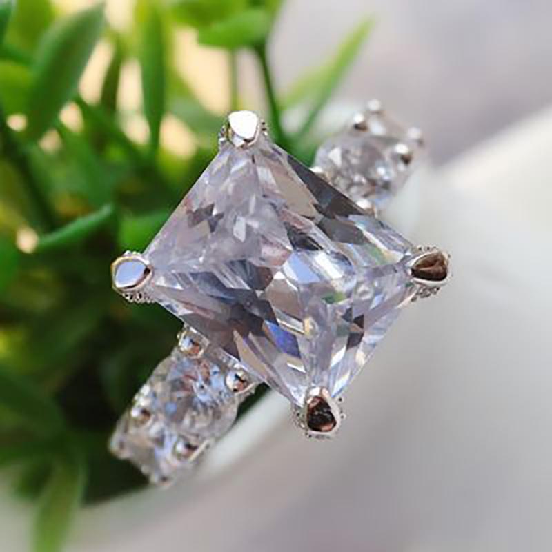 925 Sterling Silver Radiant Cut CZ Ring 1