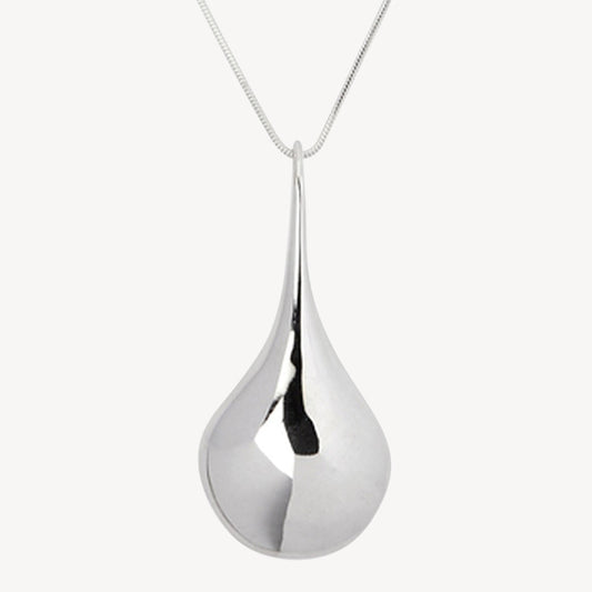 80cm Mercury Chain Large Teardrop Silver Necklace 1