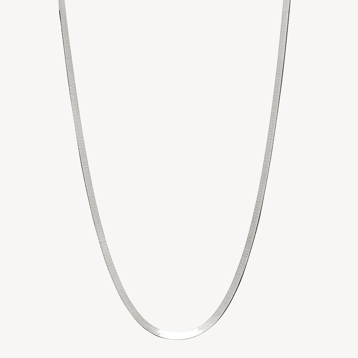 18 Inch Herringbone Silver Necklace 1