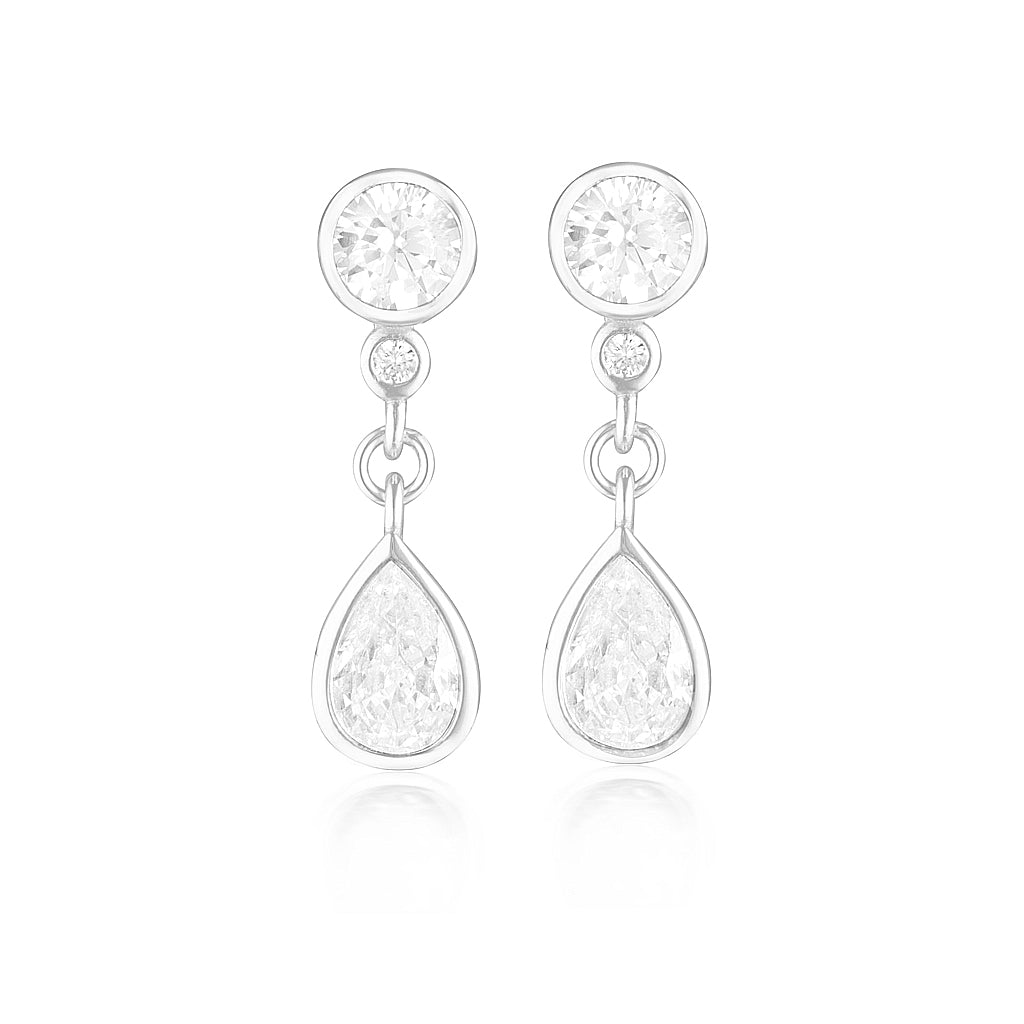 925 Sterling Silver Natalia Pear Cut Cubic Zirconia Earrings 1