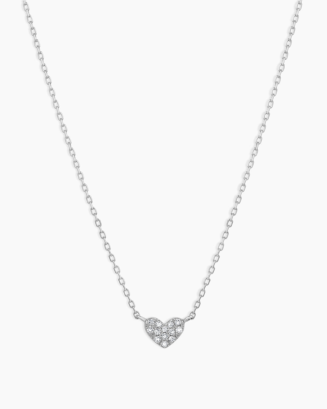 925 Sterling Silver Diamond Pavé Heart Charm Necklace 5