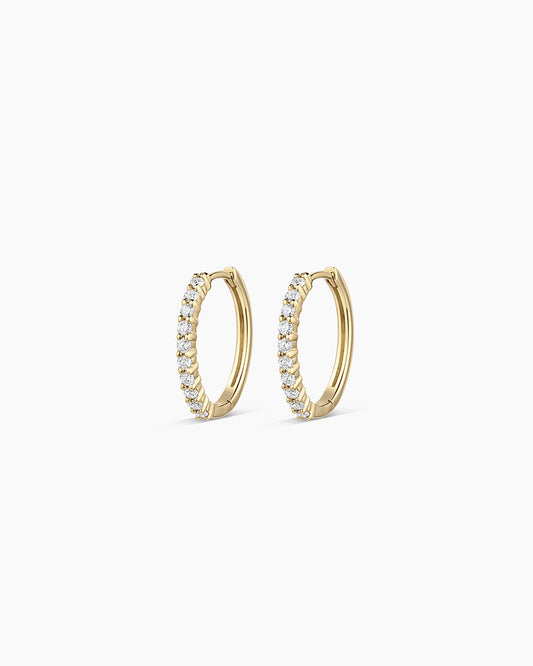 925 Sterling Silver Diamond 15 mm Hoops 1