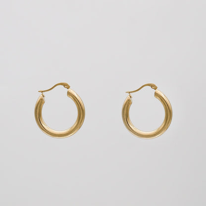 925 Sterling Silver Classic Gold Filled Hoops 15