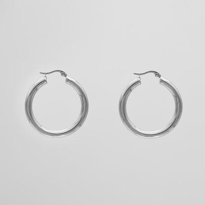 925 Sterling Silver Classic Silver Filled Hoops 1