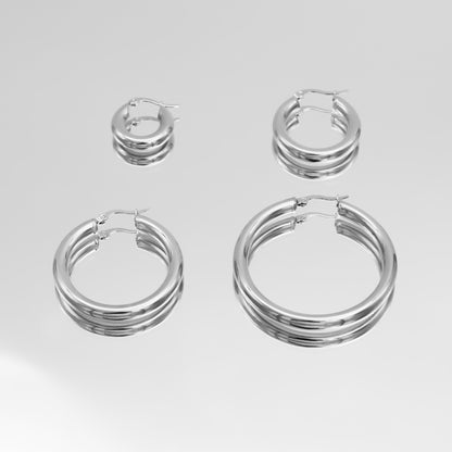 925 Sterling Silver Classic Silver Filled Hoops 4