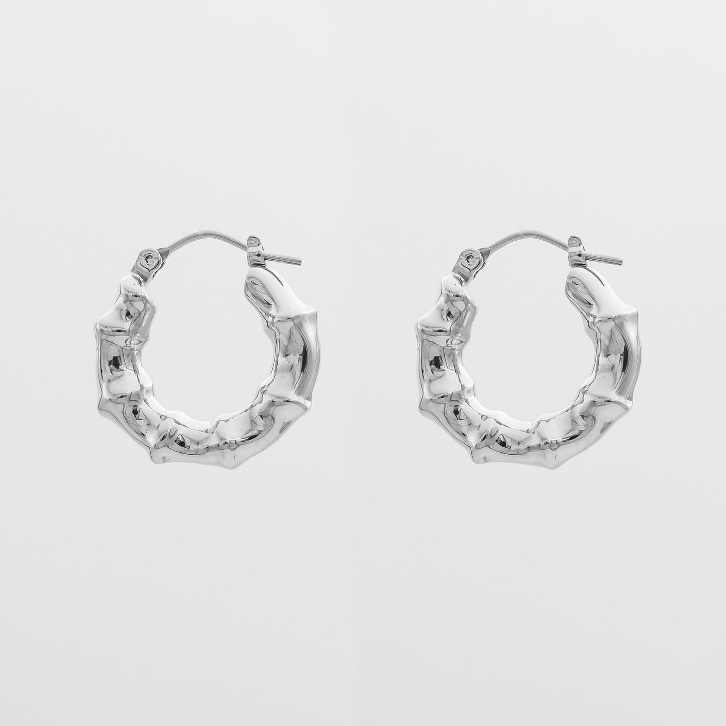 925 Sterling Silver Bamboo Mini Hoops 4