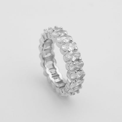 925 Sterling Silver Silver Oval Cut CZ Ring 1