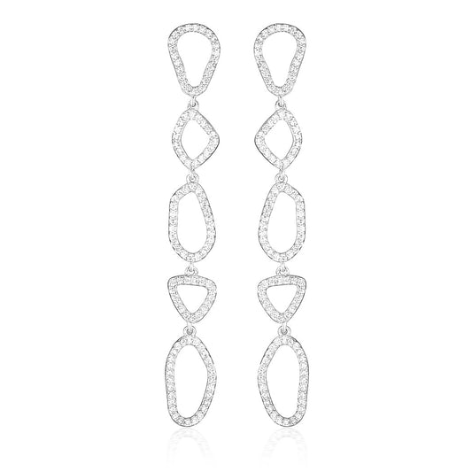 925 Sterling Silver Paola Round Cut Cubic Zirconia Drop Earrings 1