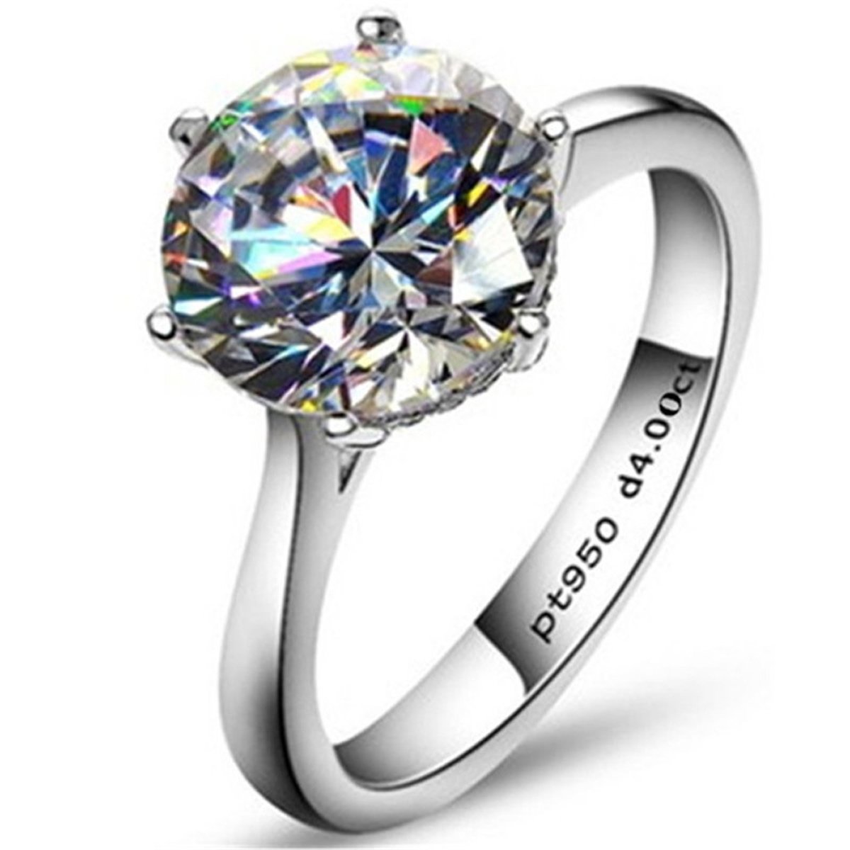 925 Sterling Silver  Classic Round Brilliant Cut CZ Solitaire Ring 1