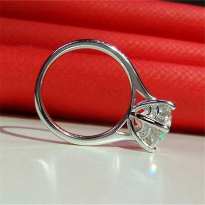 925 Sterling Silver Classic Round Solitaire Brilliant Ring 12