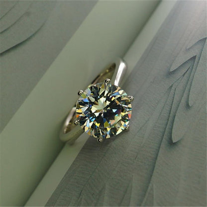 925 Sterling Silver  Classic Round Brilliant Cut CZ Solitaire Ring 4