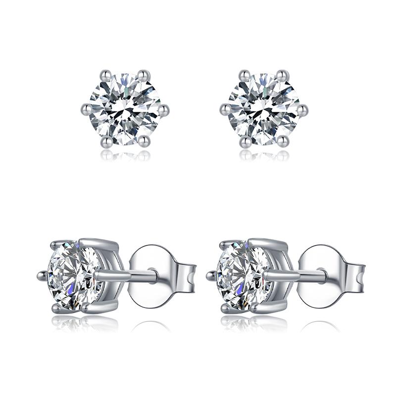 925 Sterling Silver Brilliant Round Cut CZ Stud Earrings Necklace Sets 4