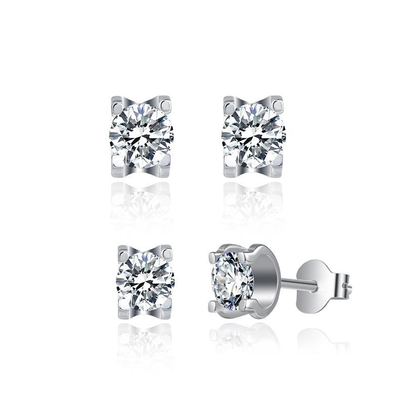 925 Sterling Silver Brilliant Round Cut  cz Diamond Stud Earrings Necklace Sets 7