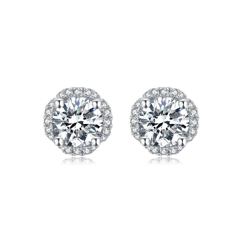 925 Sterling Silver Brilliant Round Cut CZ Diamond Stud Earrings Necklace Sets 6