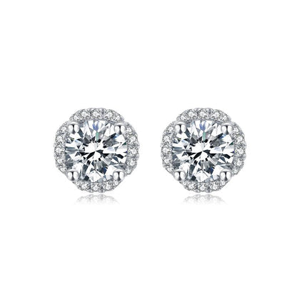 925 Sterling Silver Brilliant Round Cut CZ Diamond Stud Earrings Necklace Sets 6