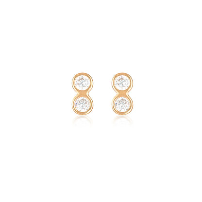 925 Sterling Silver Sass  Round cut Cubic Zirconia Earrings 1