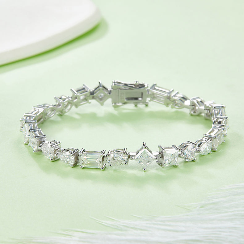 925 Sterling Silver Shaped Stone Tennis Bracelet 3