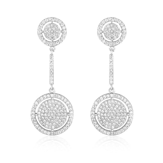 925 Sterling Silver Olivia Round Cut Cubic Zirconia Drop Earrings 1