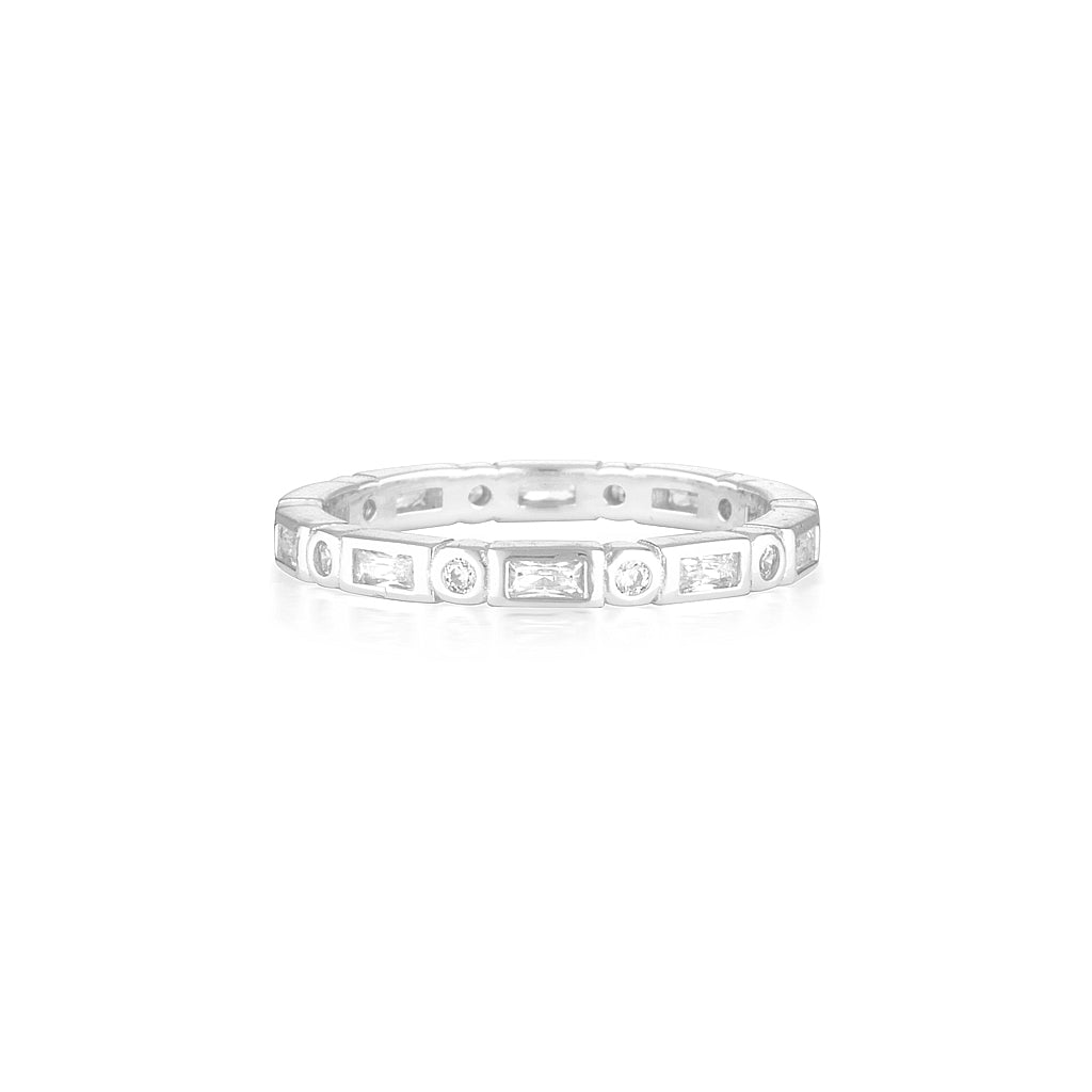 925 Sterling Silver CZ Addison Band Silver 1