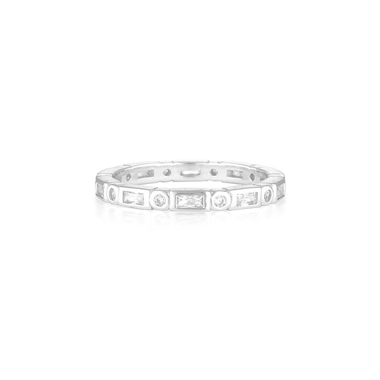 925 Sterling Silver CZ Addison Band Silver 1