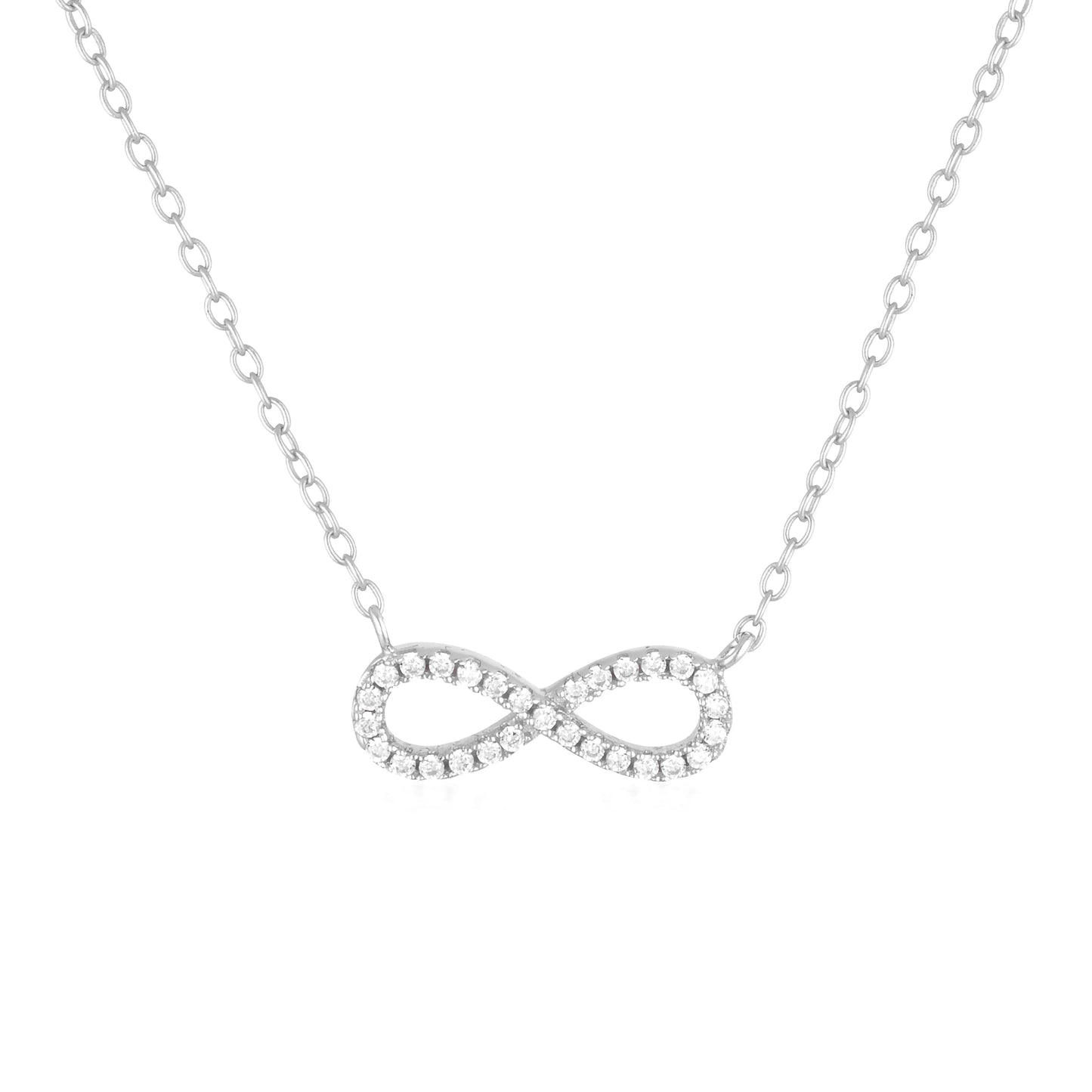 925 Sterling Silver Infinity Cubic Zirconia Necklace 1