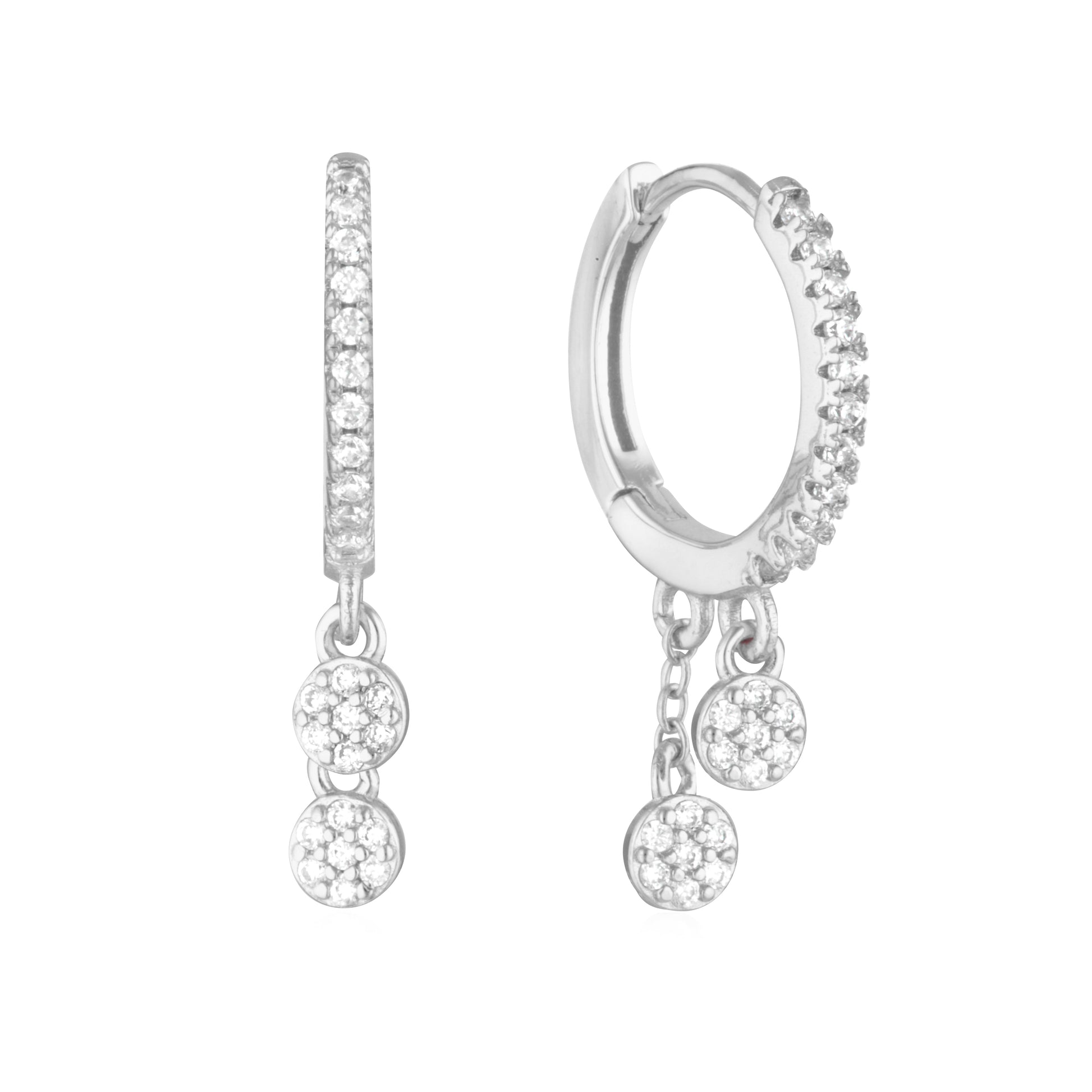 925 Sterling Silver Arna Round Cut Cubic Zirconia  Earrings 1