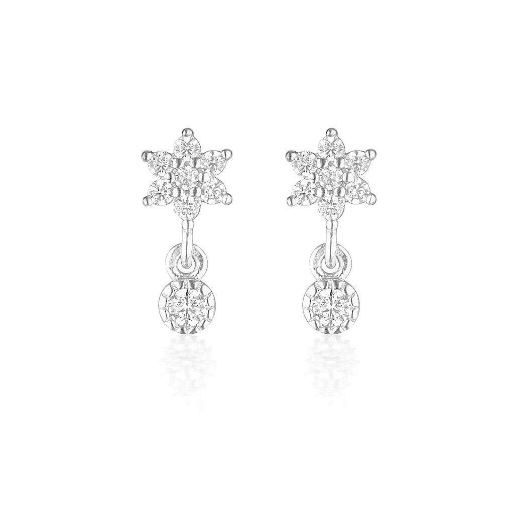 925 Sterling Silver Mira Round Cut Cubic Zirconia Earrings 1