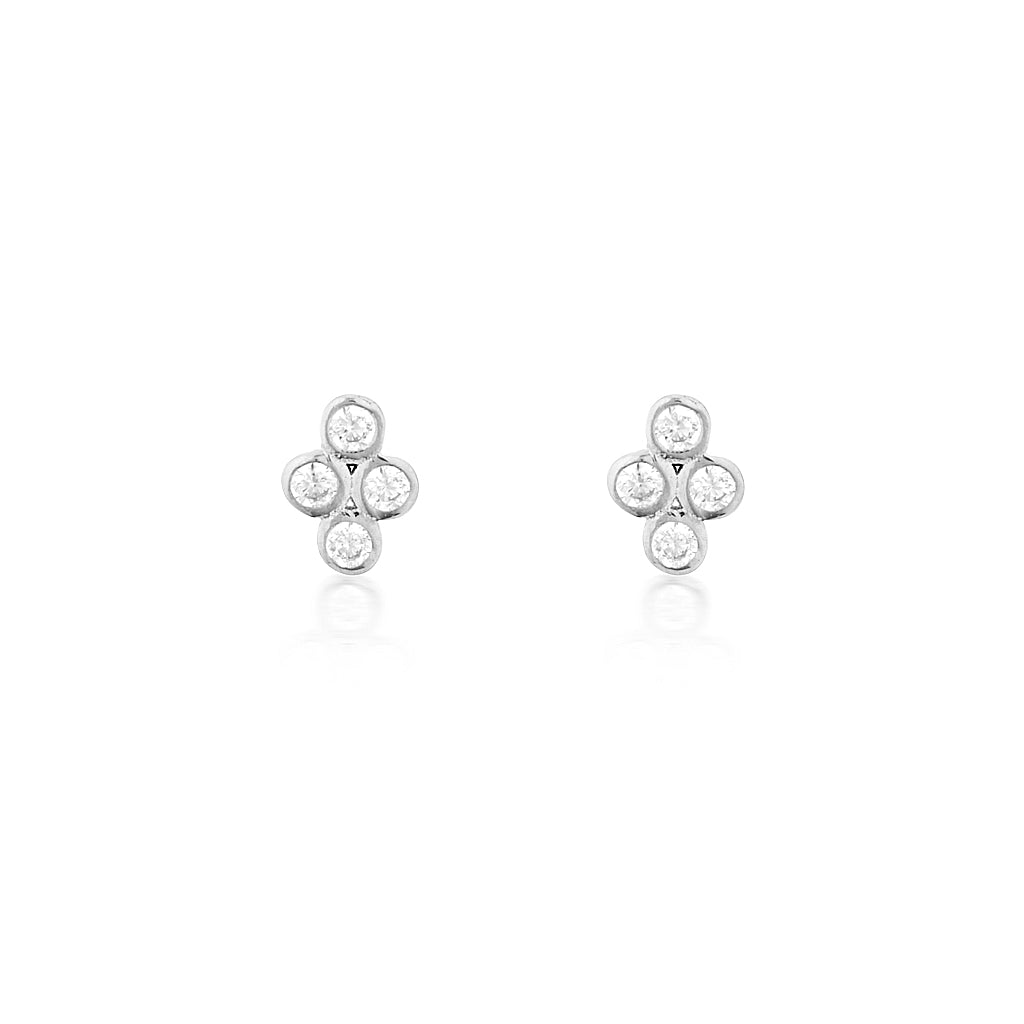 925 Sterling Silver Lily Round Cut Cubic Zirconia Earrings 1