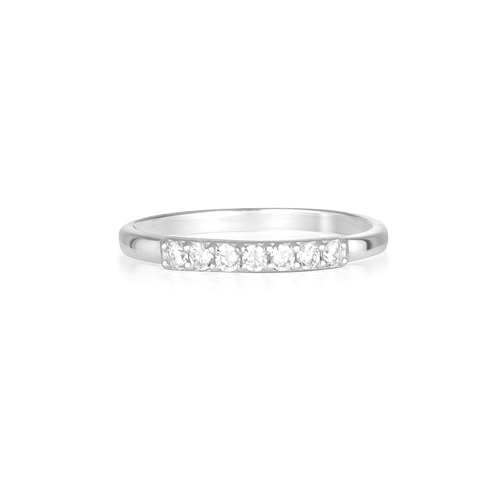 925 Sterling Silver Ginger Round Cut Tennis Cubic Zirconia Wedding Band 1