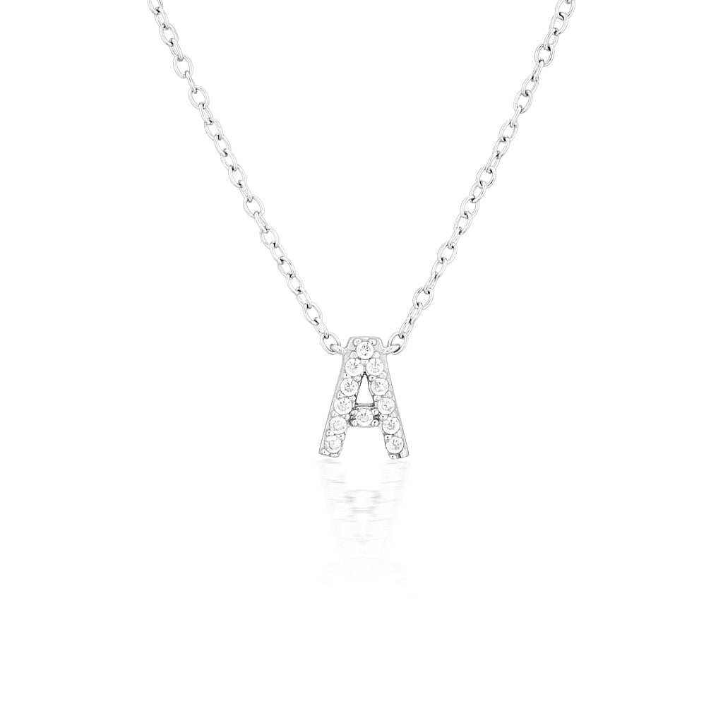 925 Sterling Silver CZ A-Z Necklaces Silver 4