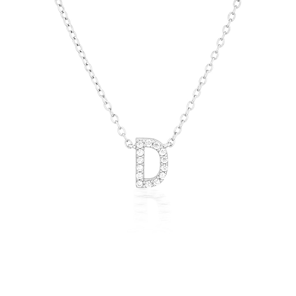 925 Sterling Silver CZ A-Z Necklaces Silver 7