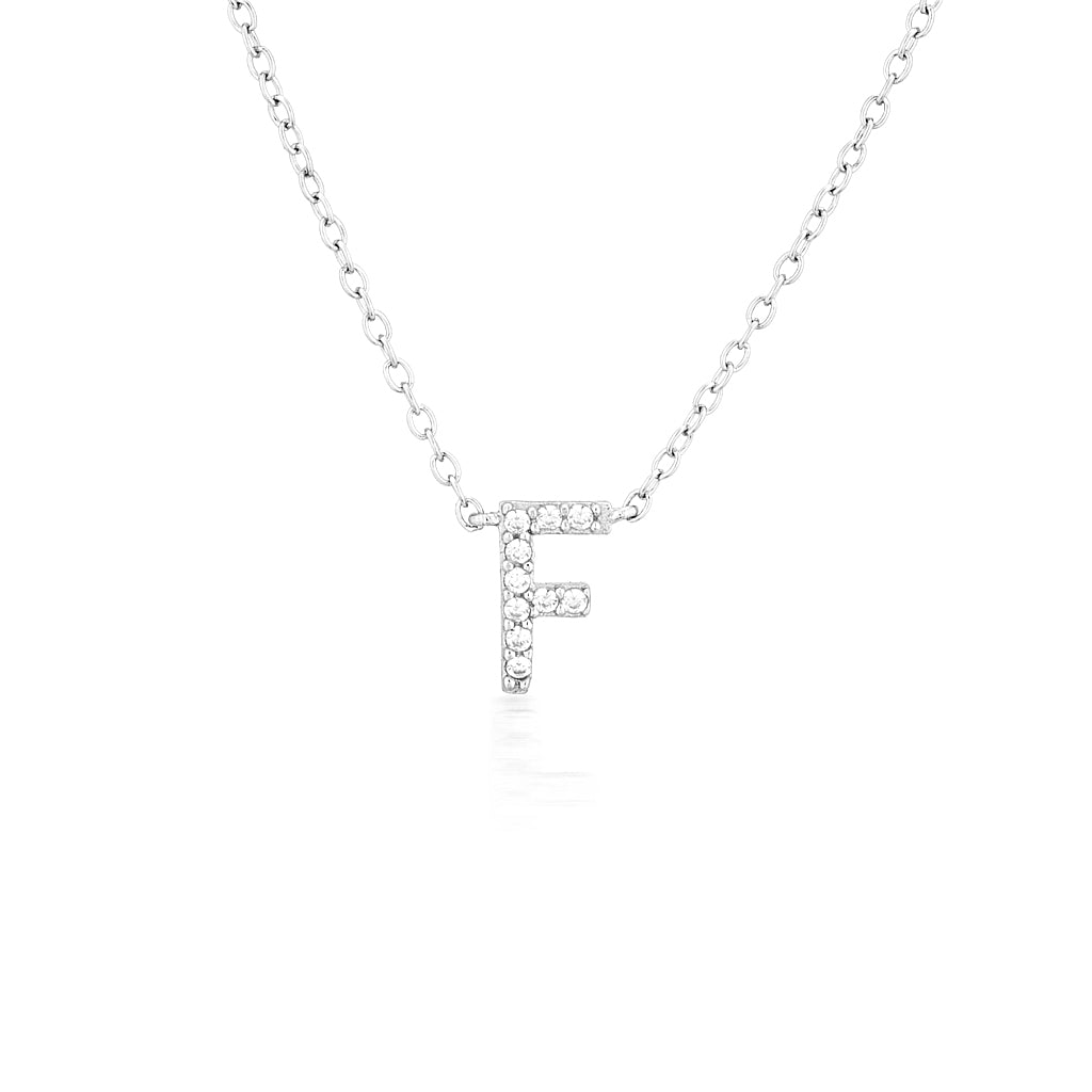 925 Sterling Silver CZ A-Z Necklaces Silver 9