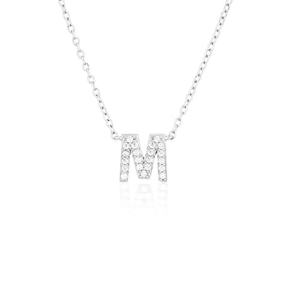 925 Sterling Silver CZ A-Z Necklaces Silver 16