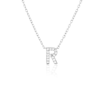 925 Sterling Silver CZ A-Z Necklaces Silver 21