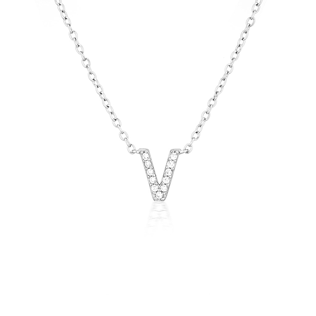 925 Sterling Silver CZ A-Z Necklaces Silver 25