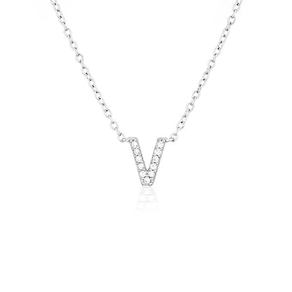 925 Sterling Silver CZ A-Z Necklaces Silver 25