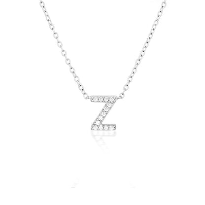 925 Sterling Silver CZ A-Z Necklaces Silver 29