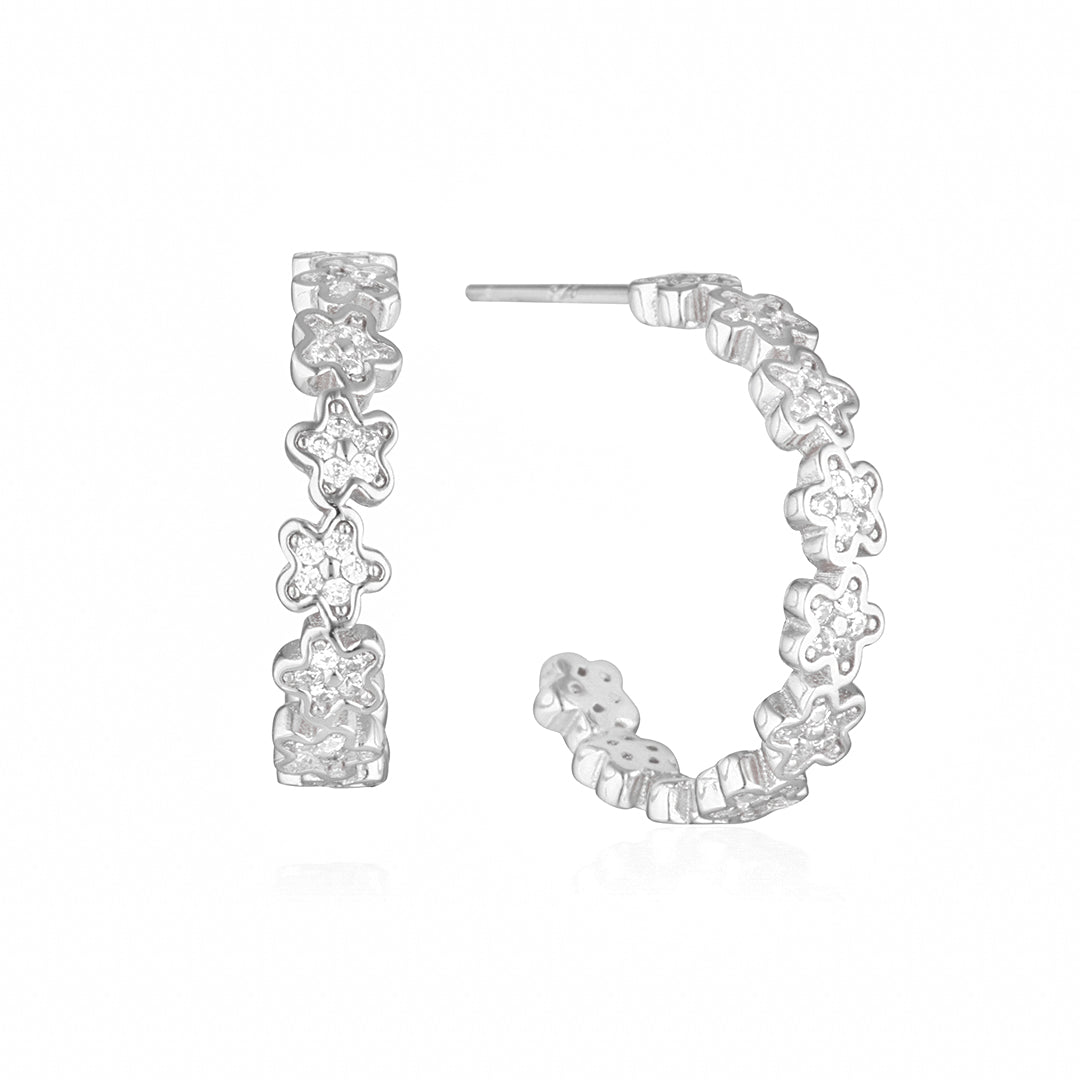 925 Sterling Silver Sophia Round Cut Cubic Zirconia Hoops 1