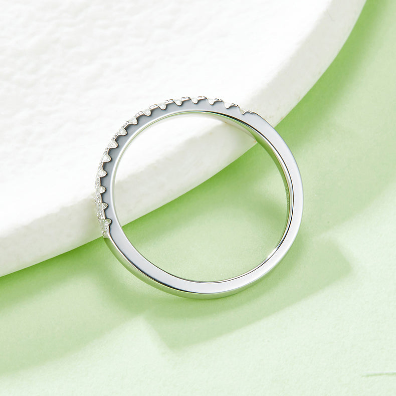 925 Sterling  Silver Round Cut Half Eternity Band 6