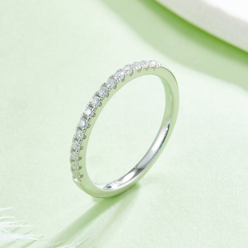 925 Sterling  Silver Round Cut Half Eternity Band 5