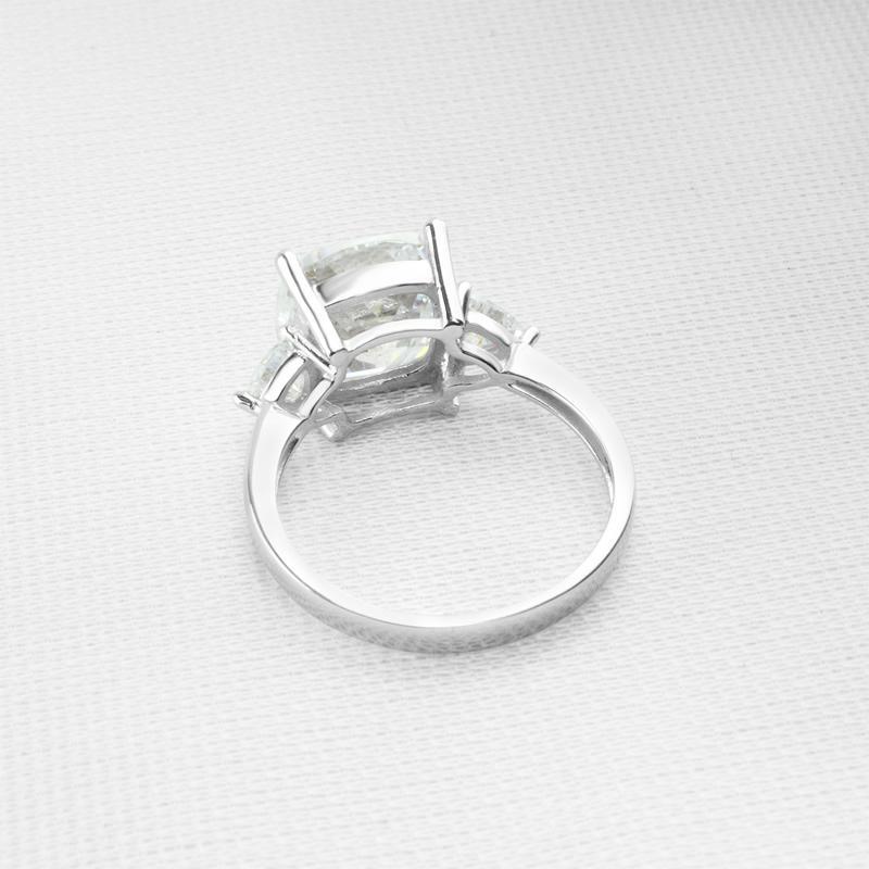 925 Sterling Silver Cushion Cut CZThree Stone Ring 10