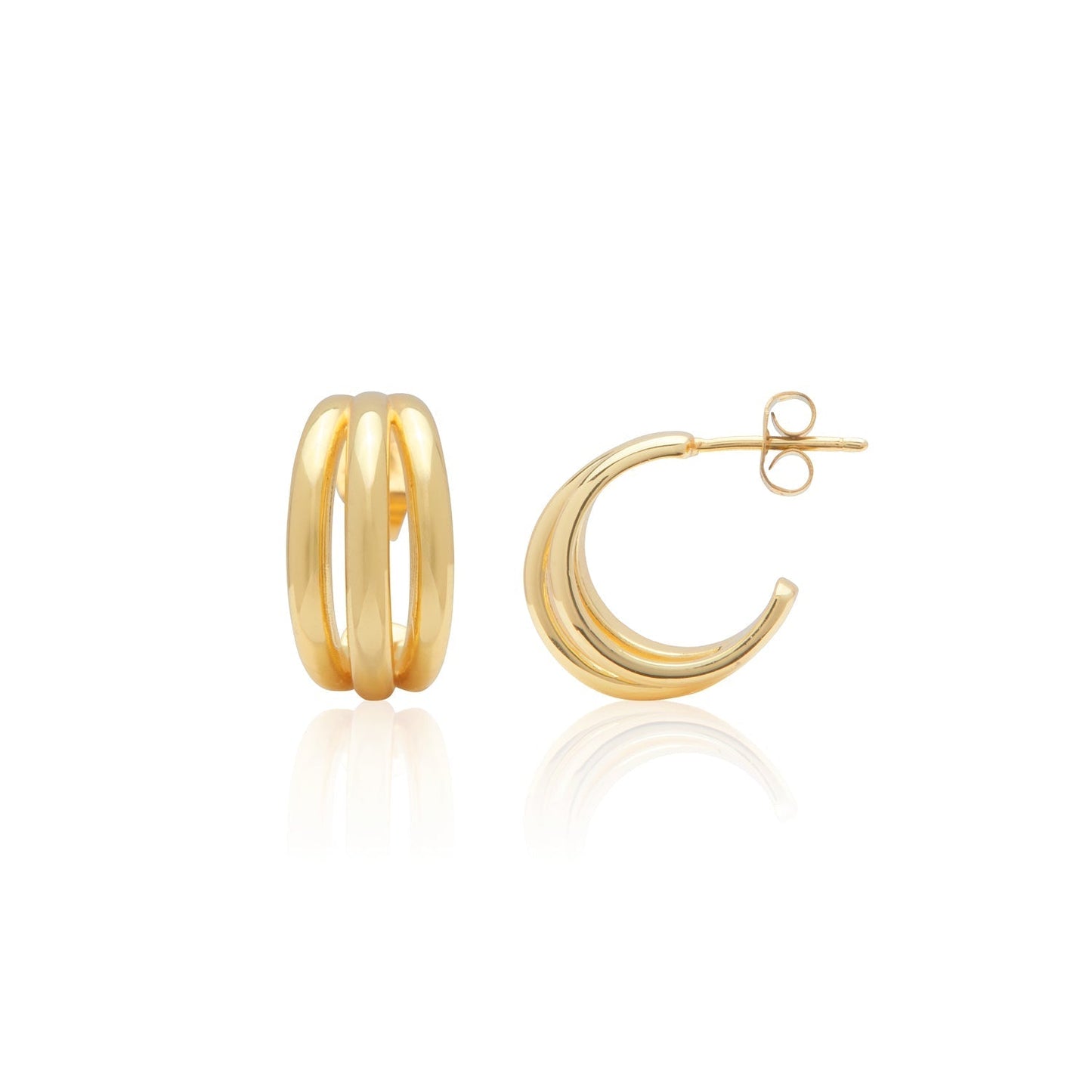 Sterling Silver Triple Band Hoop Earrings: Trifecta of Style 1