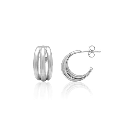 Sterling Silver Triple Band Hoop Earrings: Triple the Charm 1