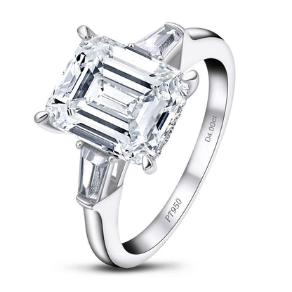 925 Sterling Silver Emerald Cut CZ Stone Ring 1